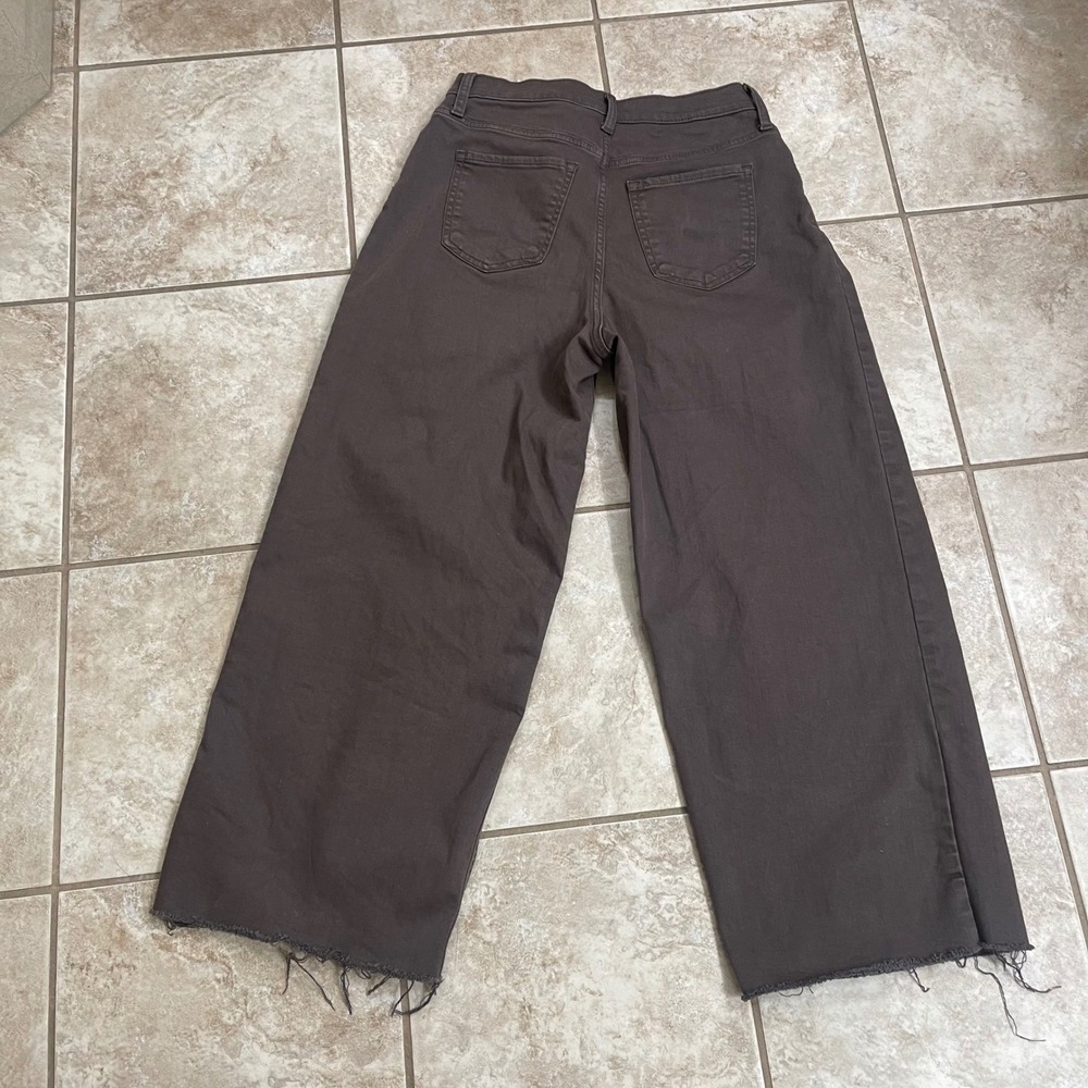 Banana Republic Womens Wide Leg Crop Pants‎ Size 26/2 Brown Raw Hem Casual - Picture 7 of 7